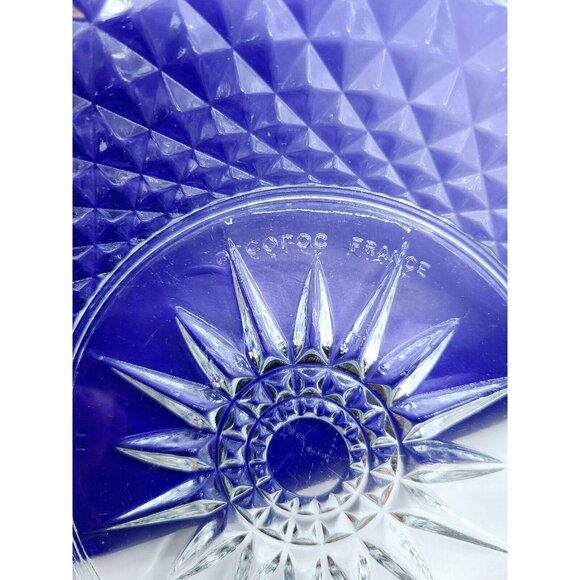 Vintage Arcoroc France Crystal Glass Serving Bowl 8" Diamond Starburst Diamond - Picture 5 of 8